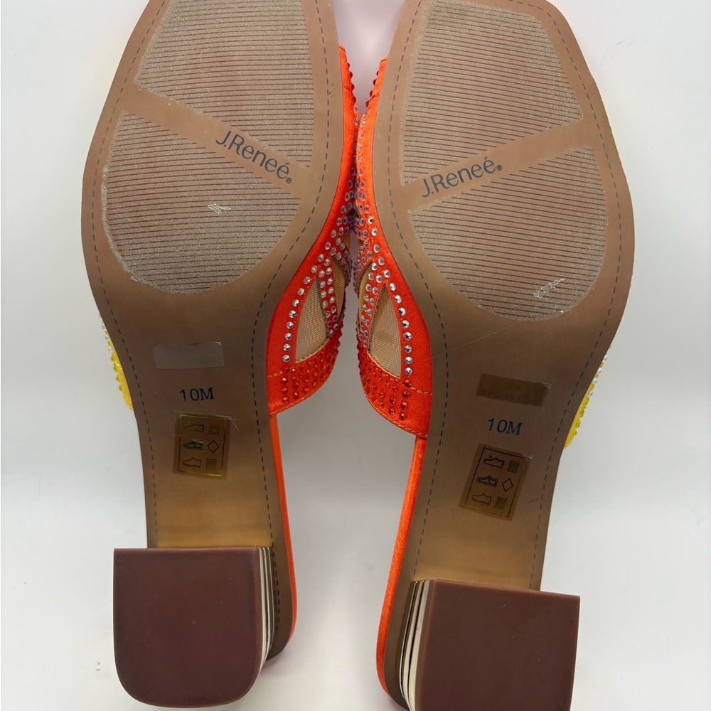 J.Renee Orange, Yellow & Green Embellished Low Block Heel Slide - Picture 14 of 16